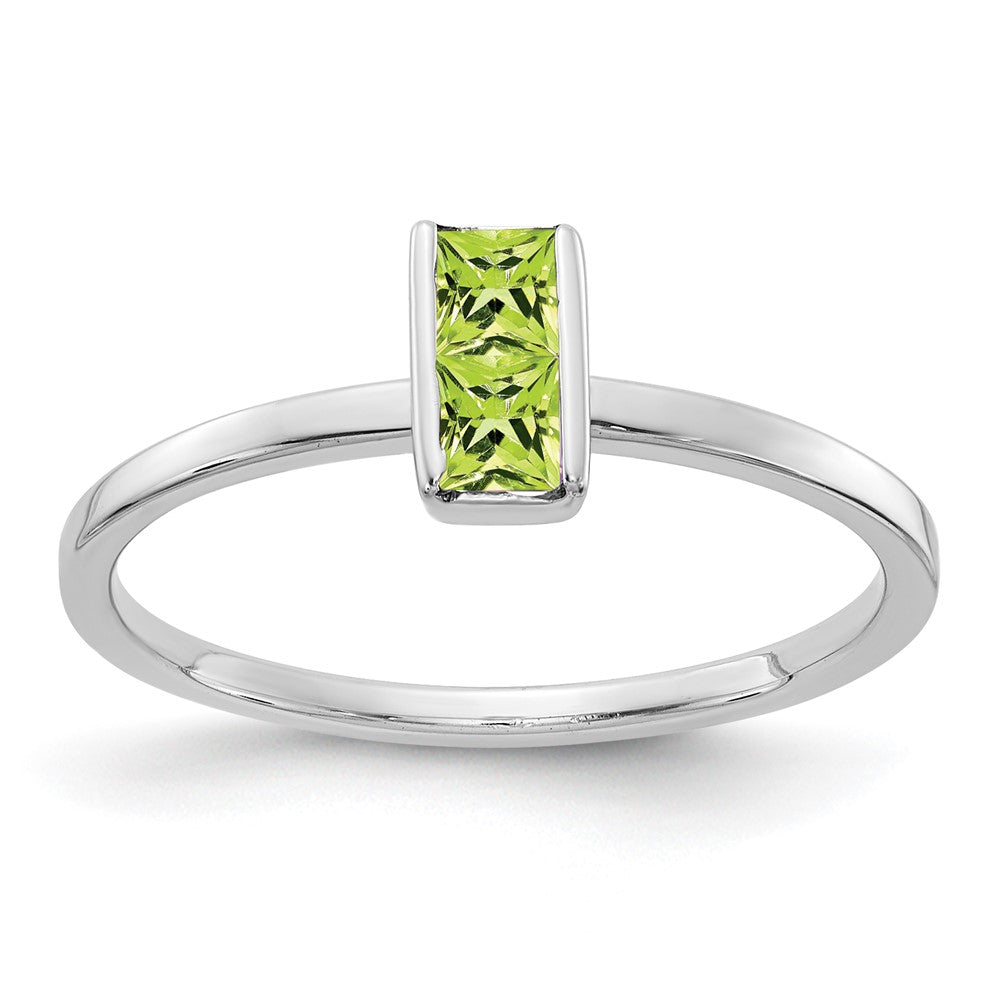 Solid 14k White Gold Simulated Peridot Ring