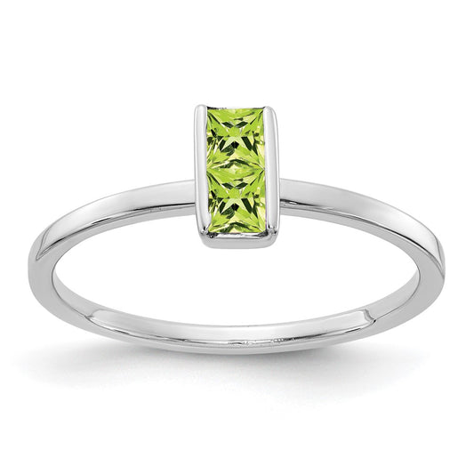 Solid 14k White Gold Simulated Peridot Ring