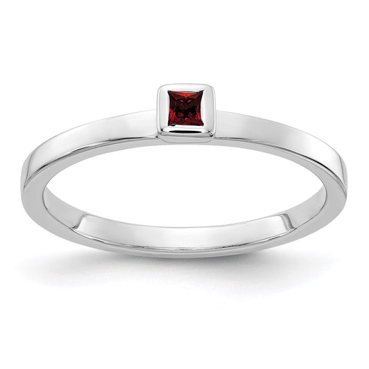 14k White Gold Garnet Ring