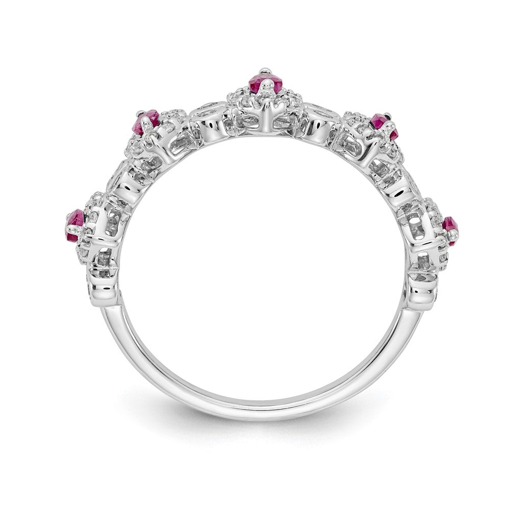 14k White Gold Real Diamond & Ruby Ring