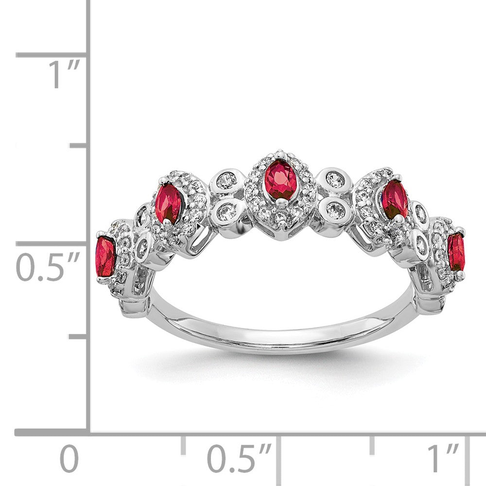 14k White Gold Real Diamond & Ruby Ring