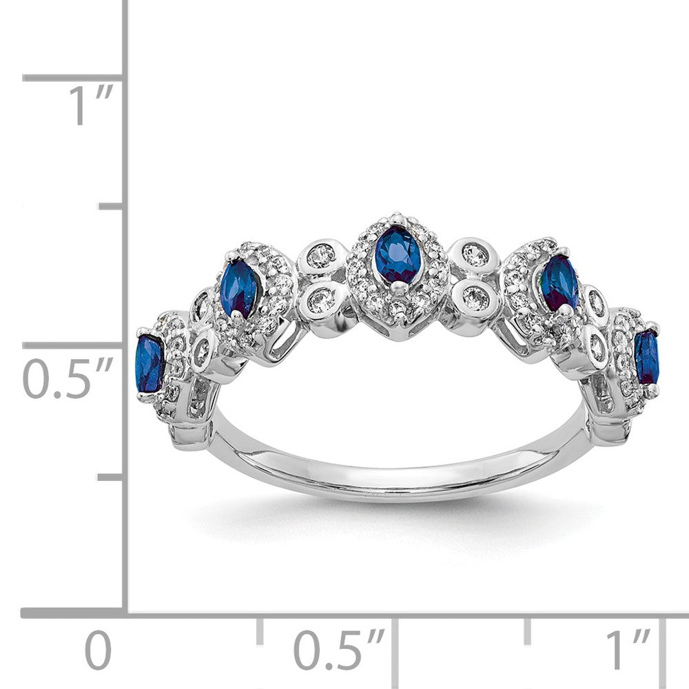 14k White Gold Real Diamond & Sapphire Ring