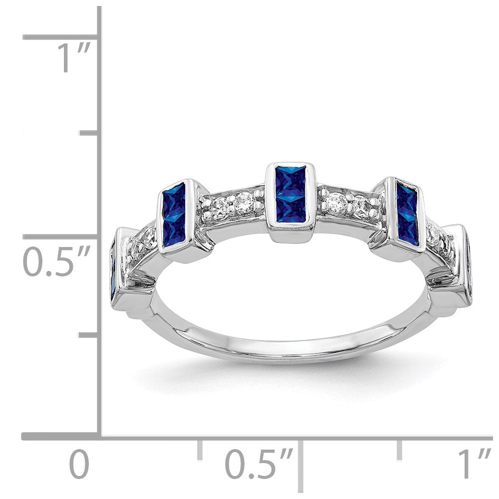 14k White Gold Fancy Real Diamond and Sapphire Ring