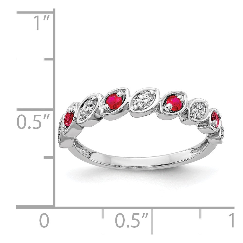 14k White Gold Real Diamond & Ruby Ring