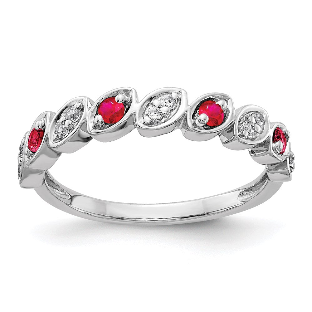 14k White Gold Real Diamond & Ruby Ring