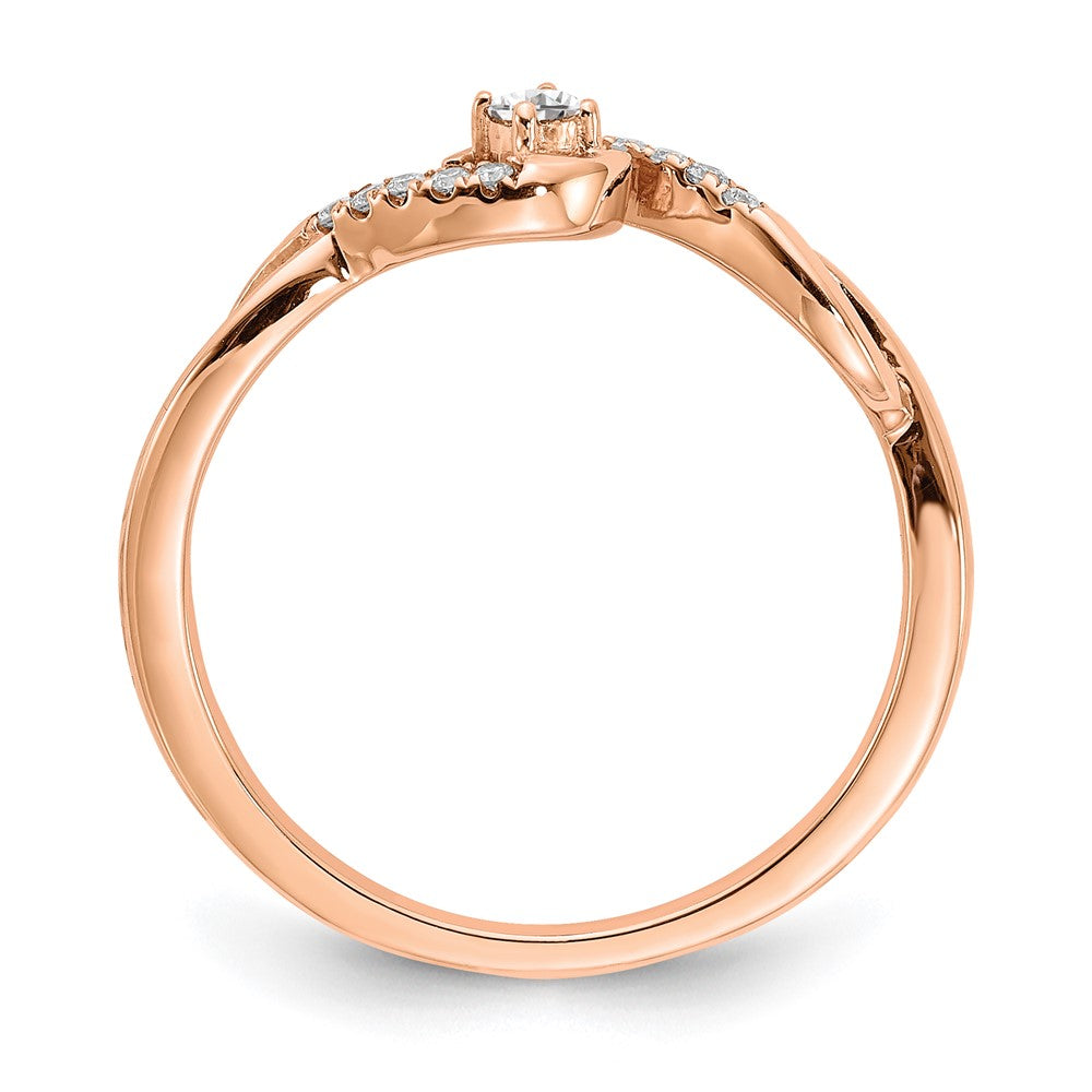 0.12ct. CZ Solid Real 14k Rose Gold Promise Ring