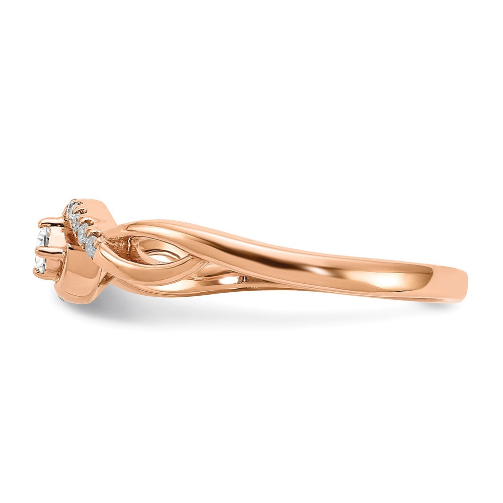 0.12ct. CZ Solid Real 14k Rose Gold Promise Ring