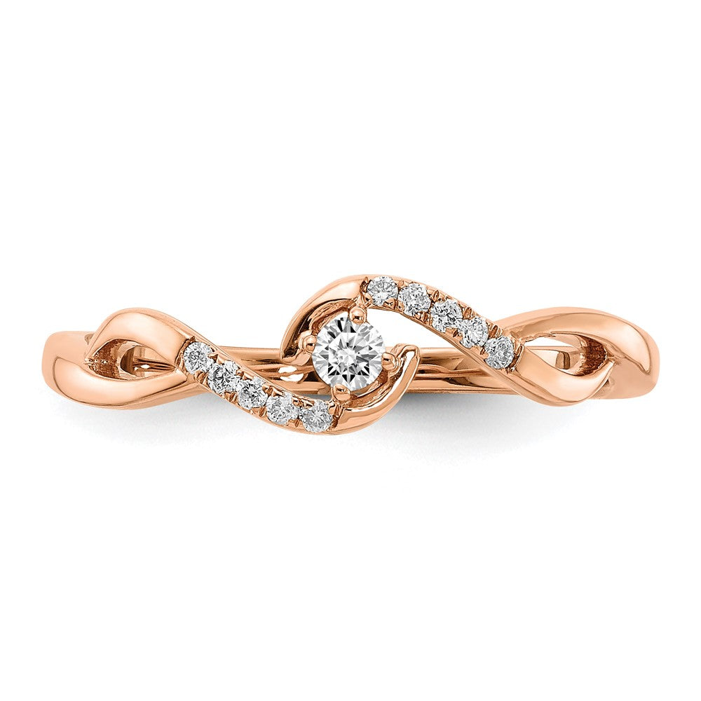 0.12ct. CZ Solid Real 14k Rose Gold Promise Ring