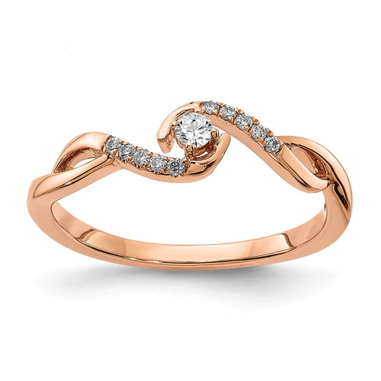 0.12ct. CZ Solid Real 14k Rose Gold Promise Ring