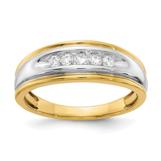 14k Yellow & White Gold Real Diamond Men's Ring