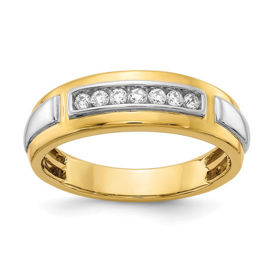 14k Yellow & White Gold Real Diamond Men's Ring