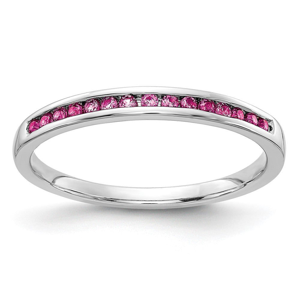 14k White Gold Pink Sapphire Channel Band