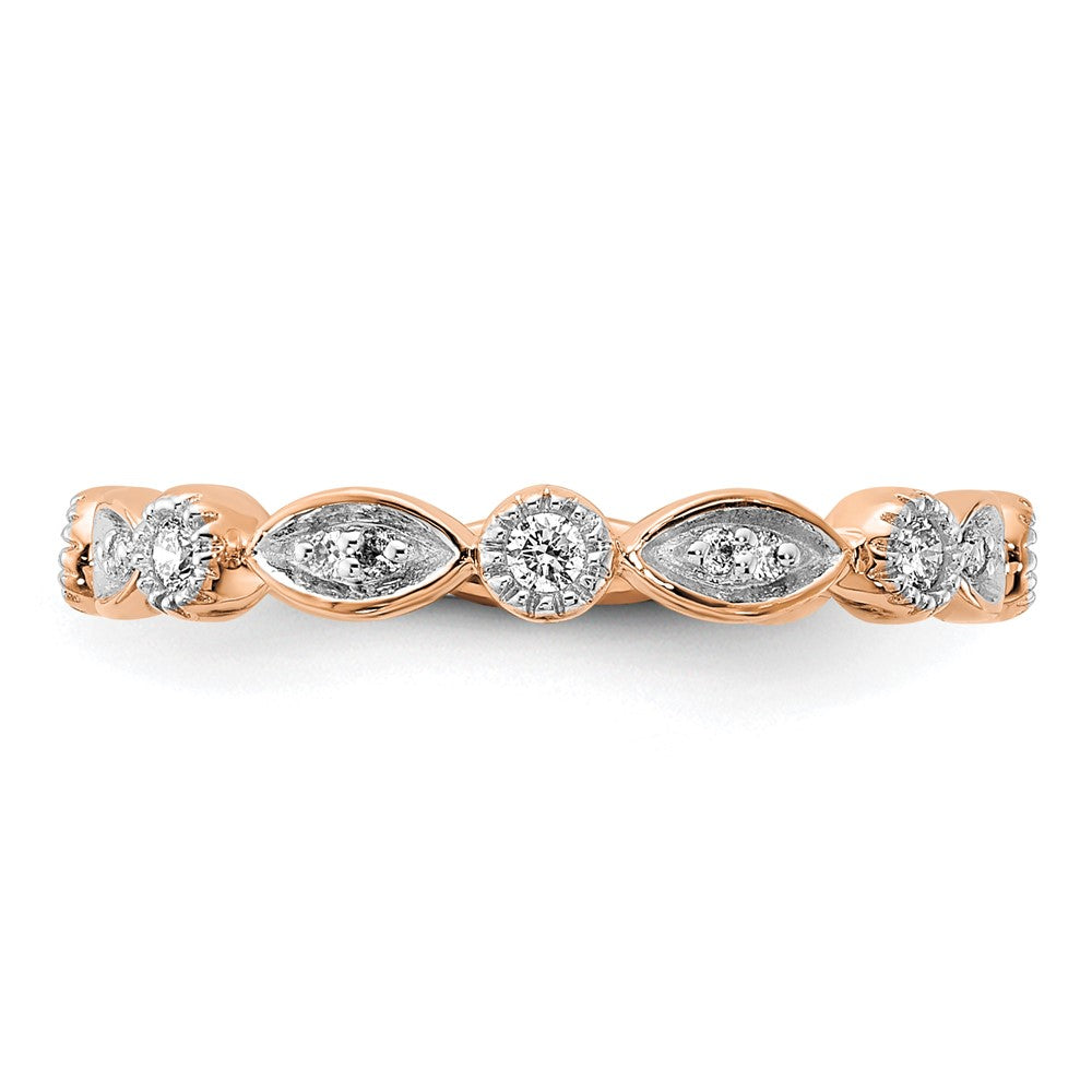 14k Rose Gold Real Diamond Fancy Band