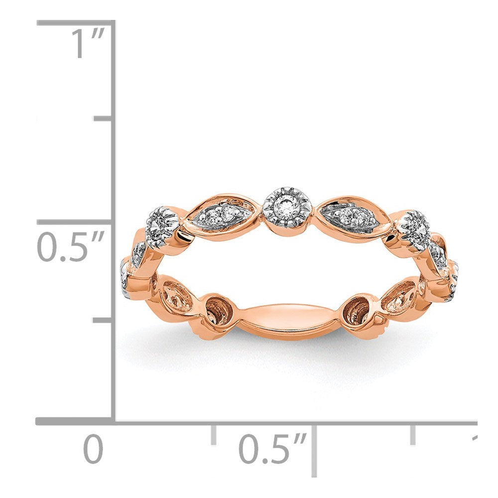 14k Rose Gold Real Diamond Fancy Band