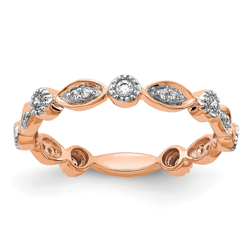 14k Rose Gold Real Diamond Fancy Band