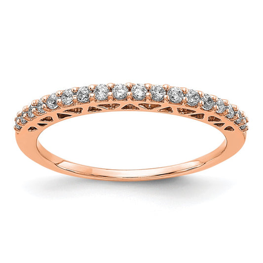 14k Rose Gold Polished Real Diamond Band