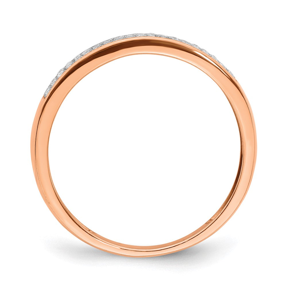 14k Rose Gold 2-row Real Diamond Band