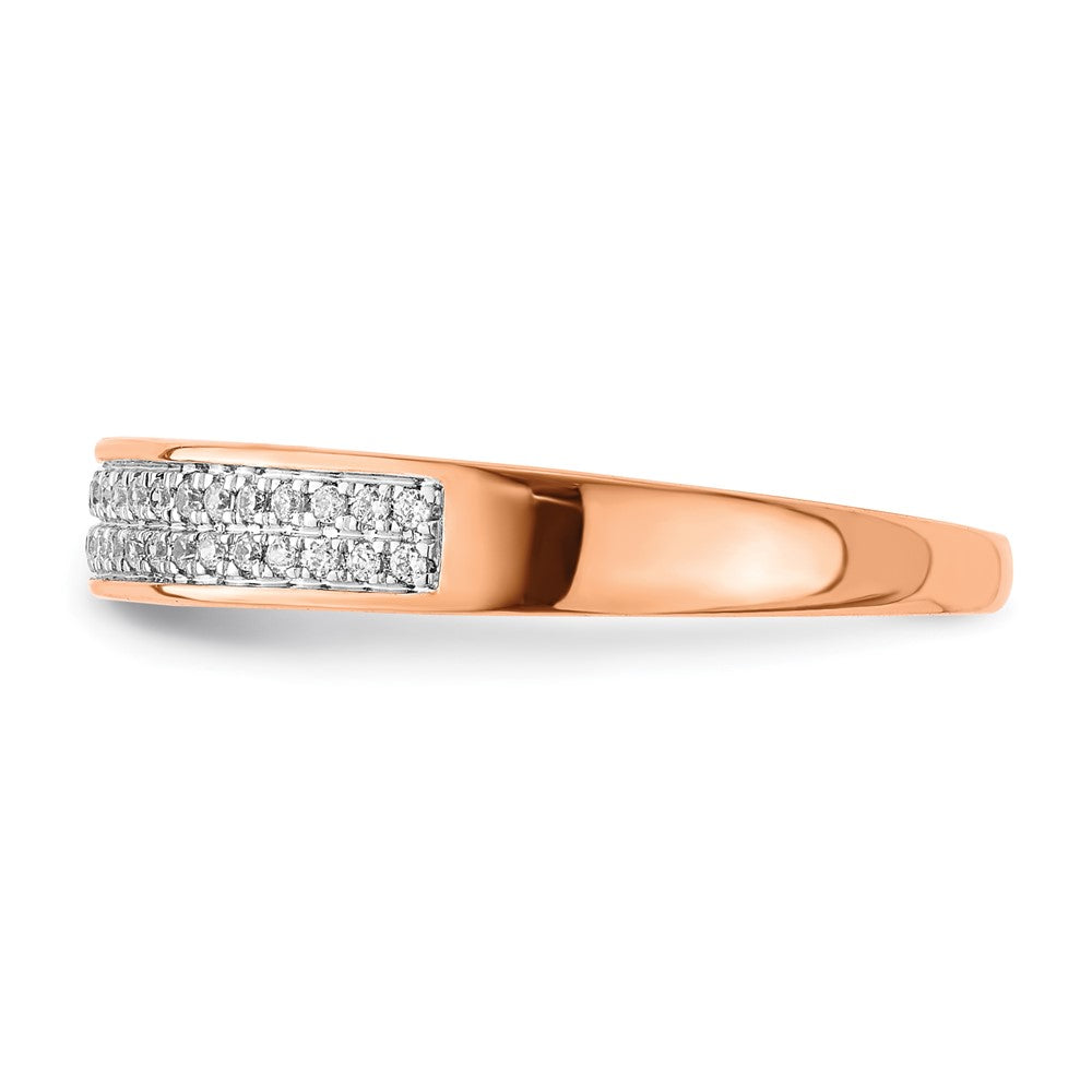 14k Rose Gold 2-row Real Diamond Band