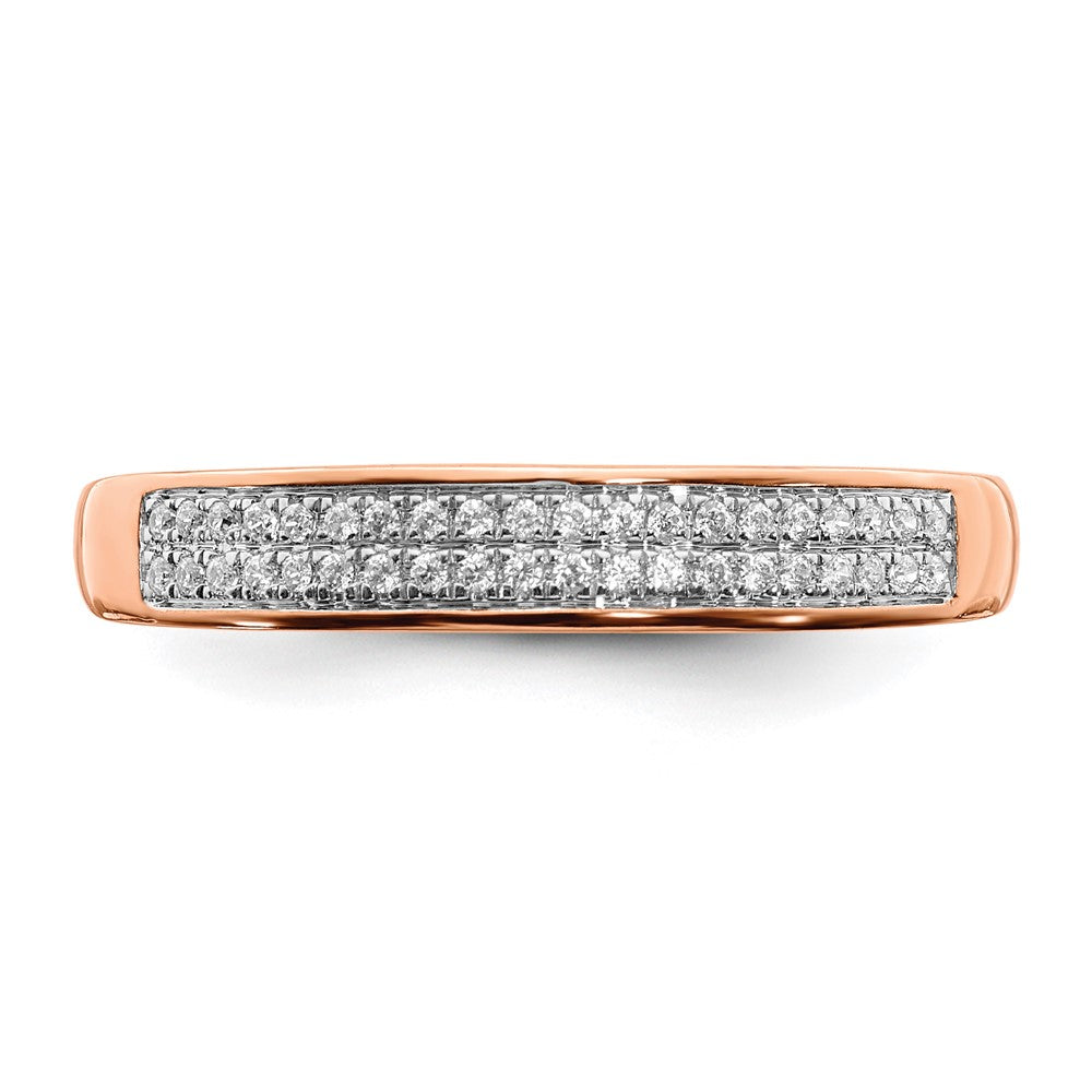 14k Rose Gold 2-row Real Diamond Band