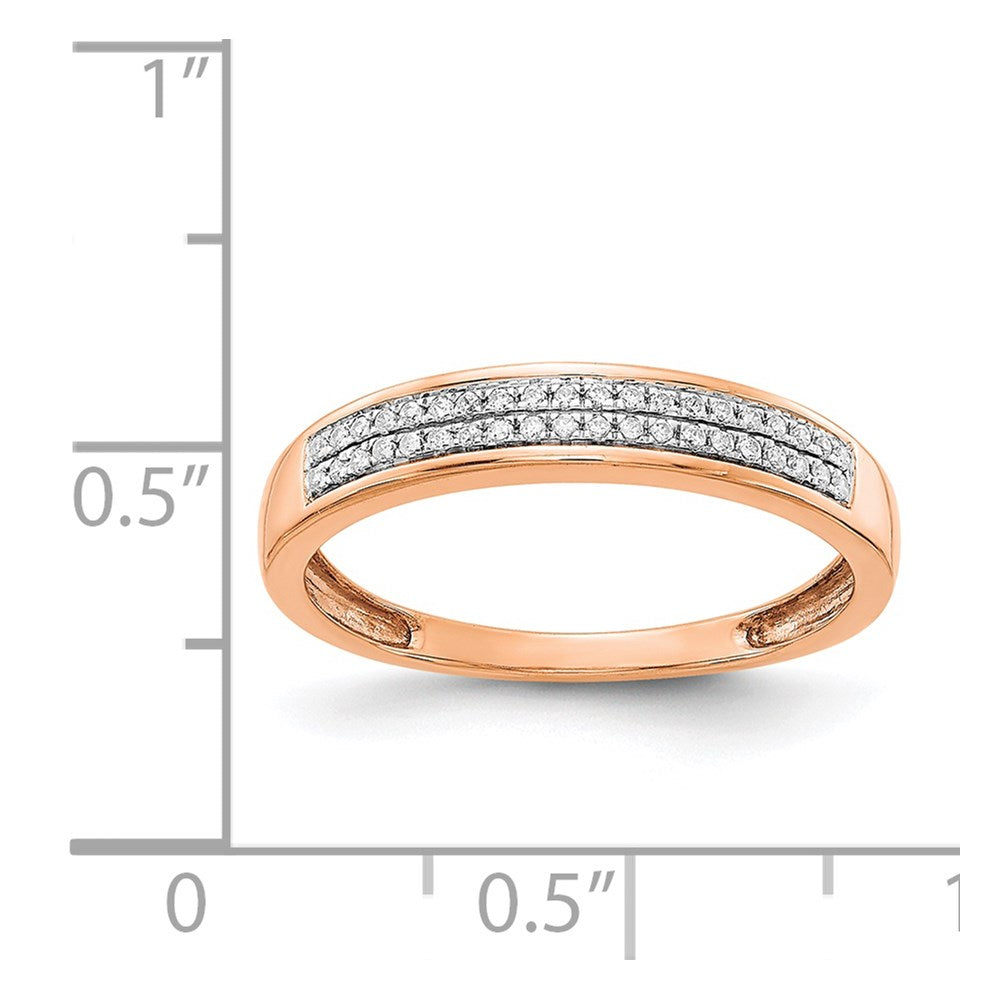 14k Rose Gold 2-row Real Diamond Band