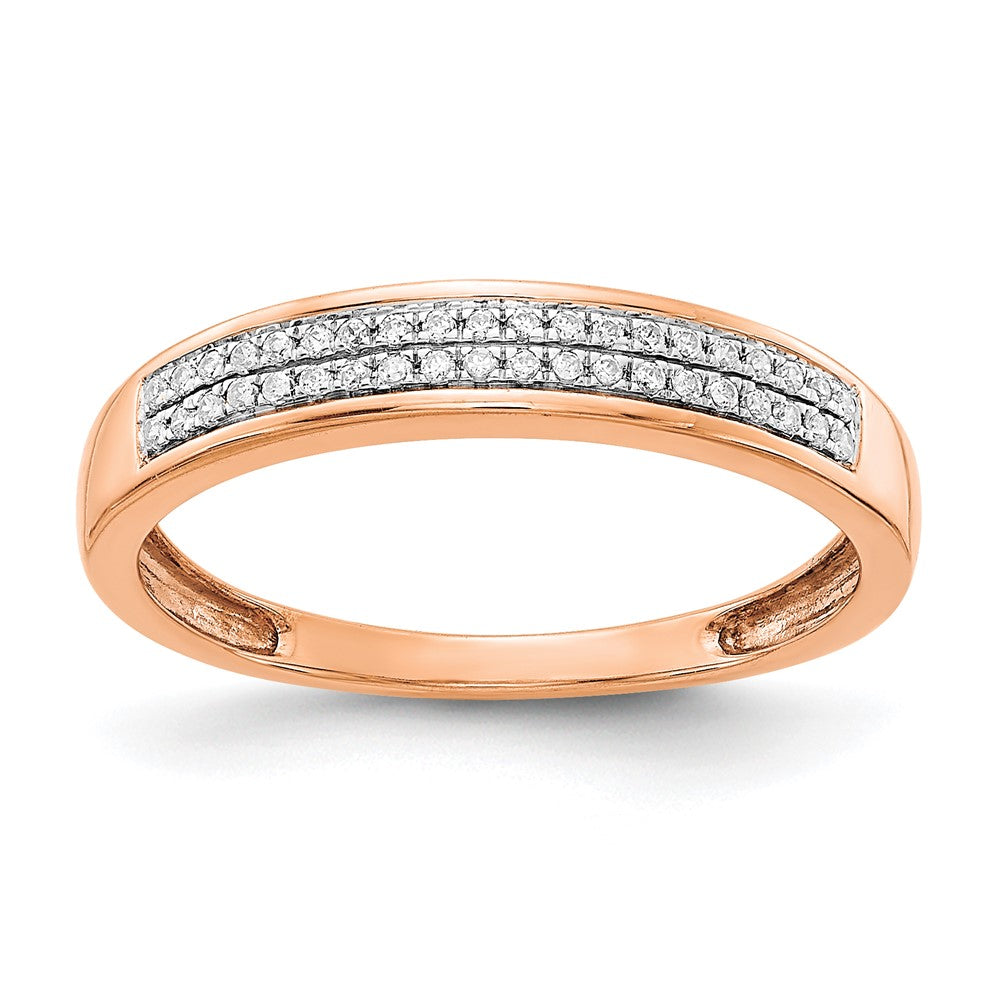 14k Rose Gold 2-row Real Diamond Band