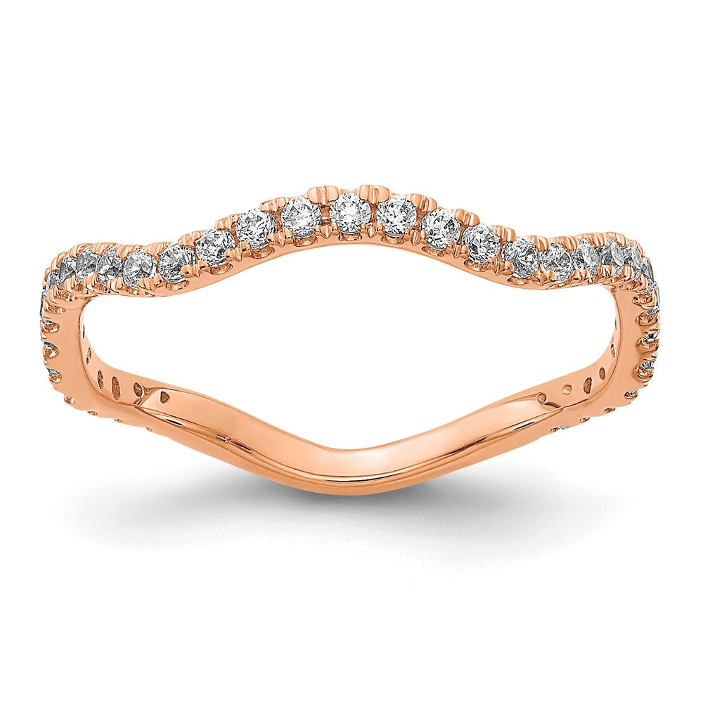 14k Rose Gold Real Diamond Wavy Band