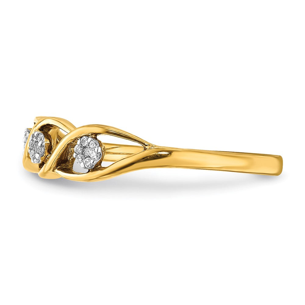 14k Gold Polished Real Diamond Wave Ring