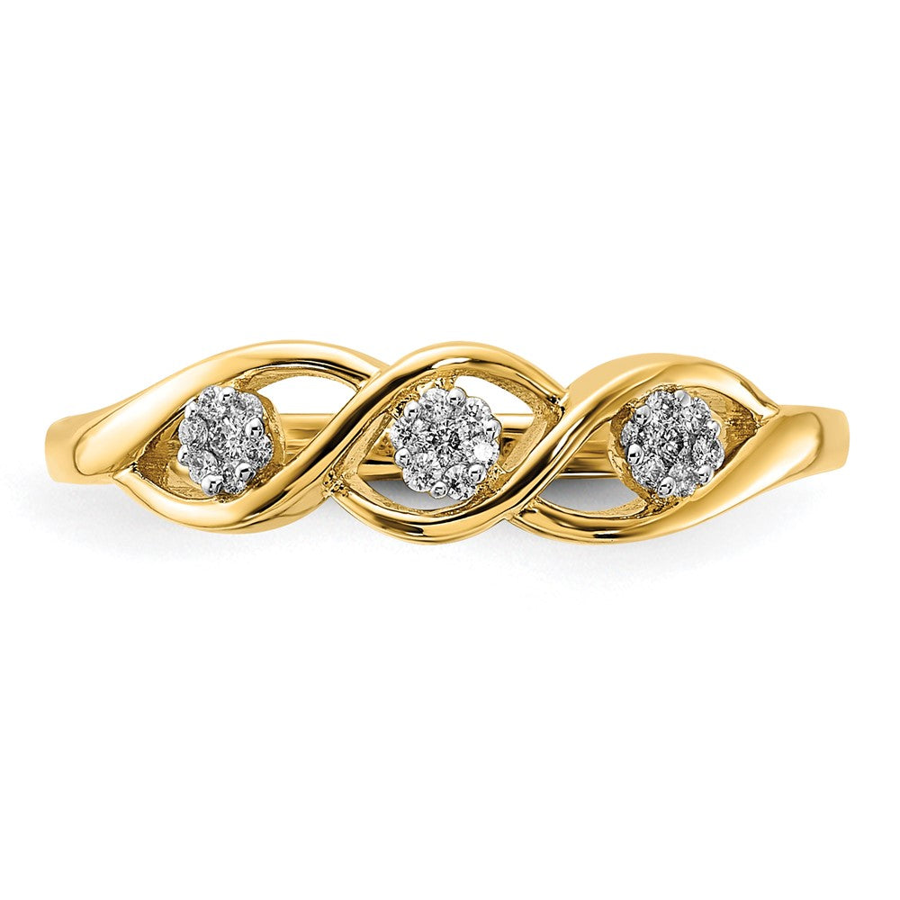 14k Gold Polished Real Diamond Wave Ring