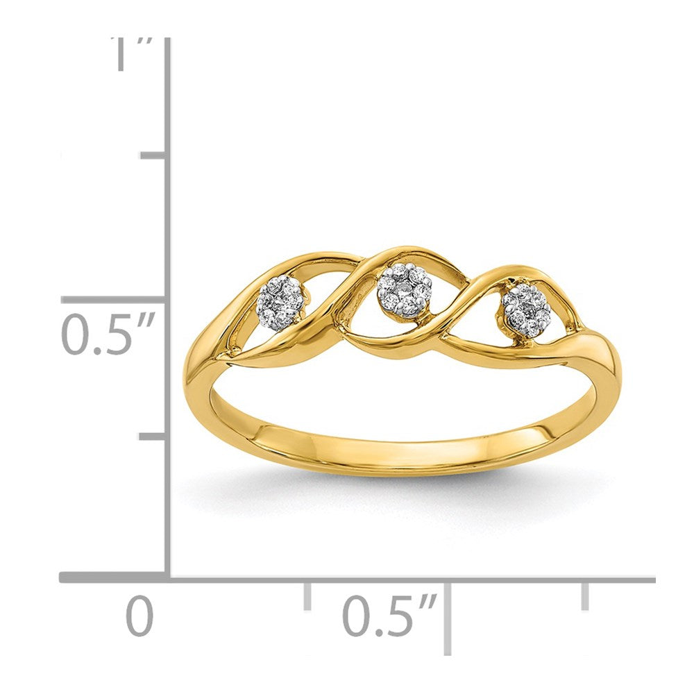 14k Gold Polished Real Diamond Wave Ring