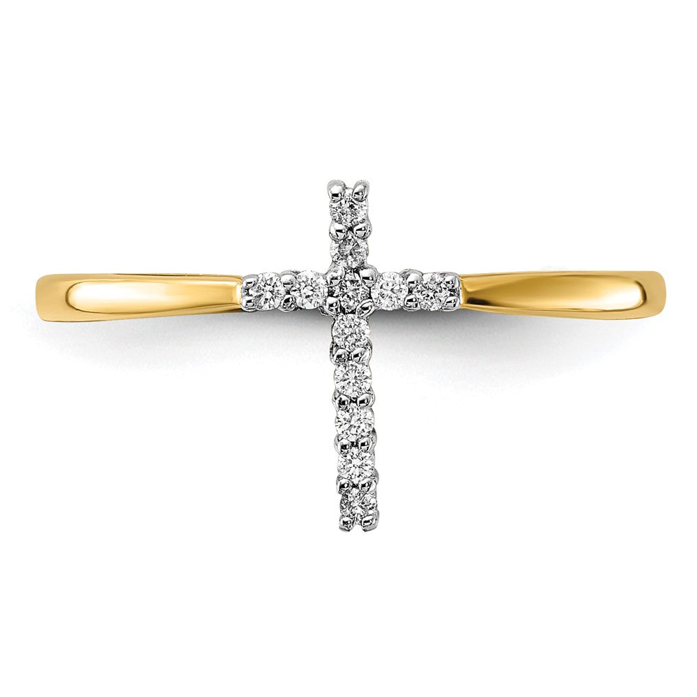 14k Yellow Gold Real Diamond Cross Ring