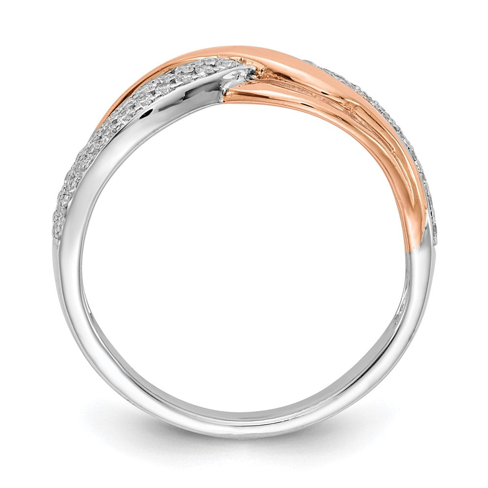 14K White & Rose Gold Real Diamond Ring