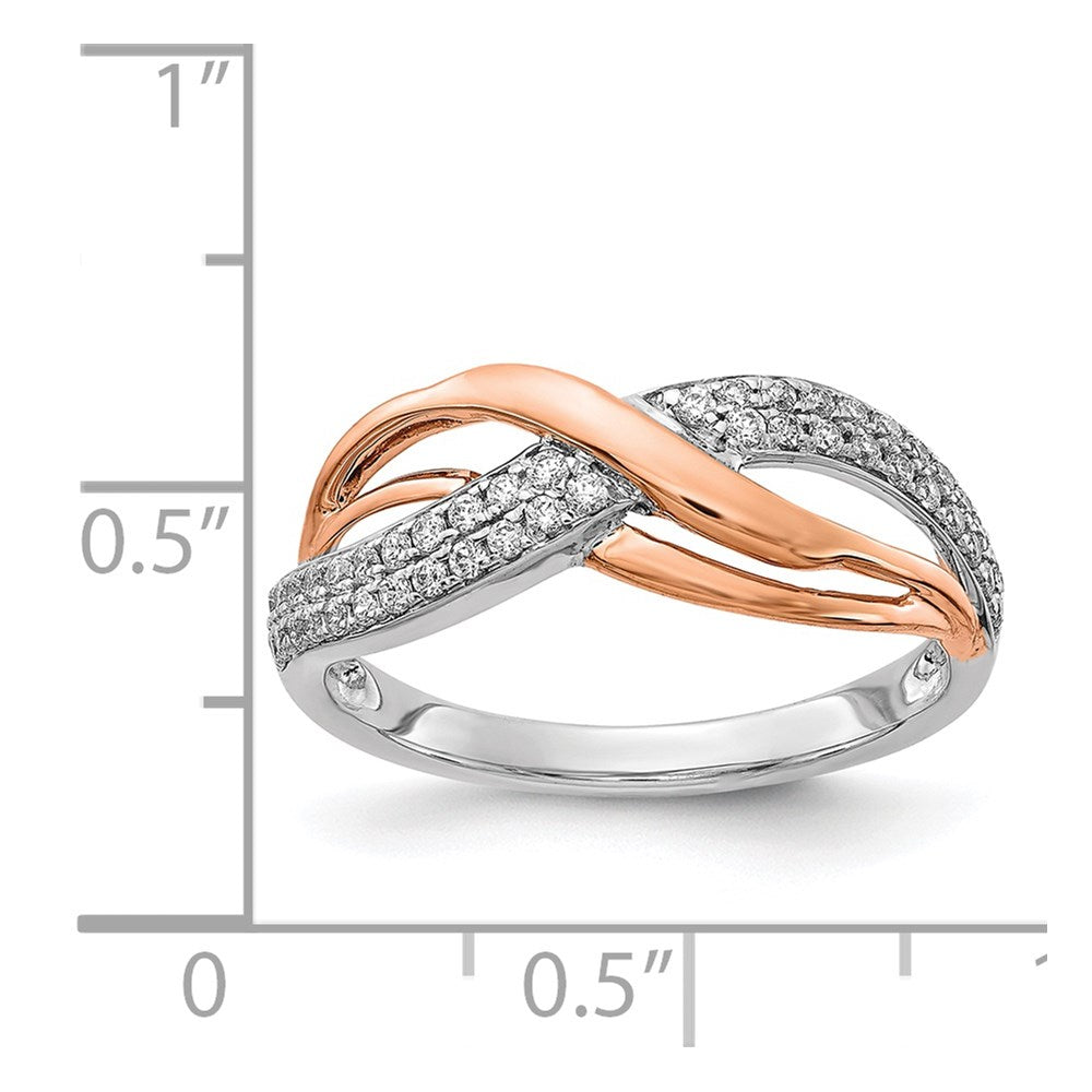 14K White & Rose Gold Real Diamond Ring