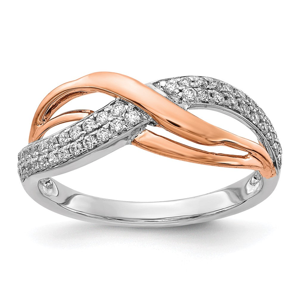 14K White & Rose Gold Real Diamond Ring