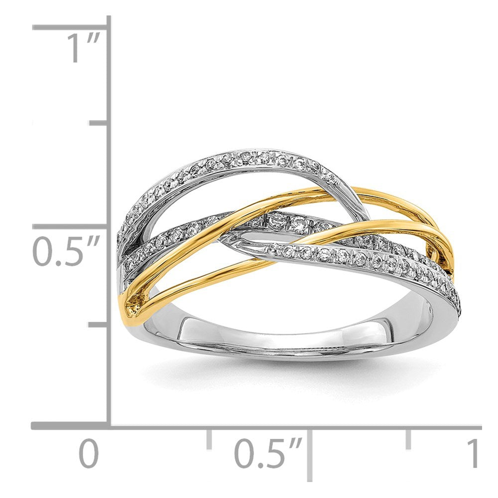 14k Two-Tone Gold Real Diamond Swirl Ring