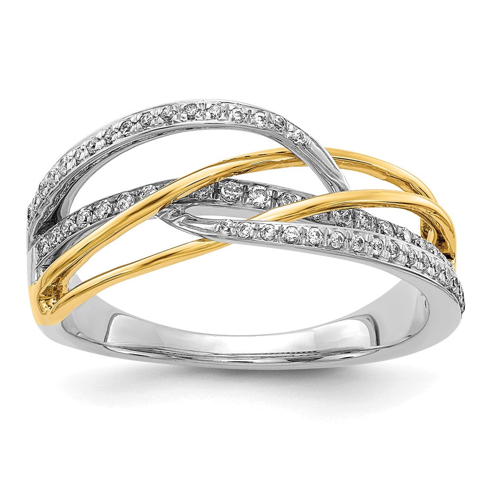 14k Two-Tone Gold Real Diamond Swirl Ring