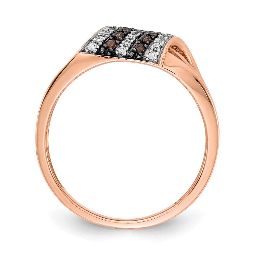 Solid 14k Rose Gold White and Champagne Simulated CZ Ring