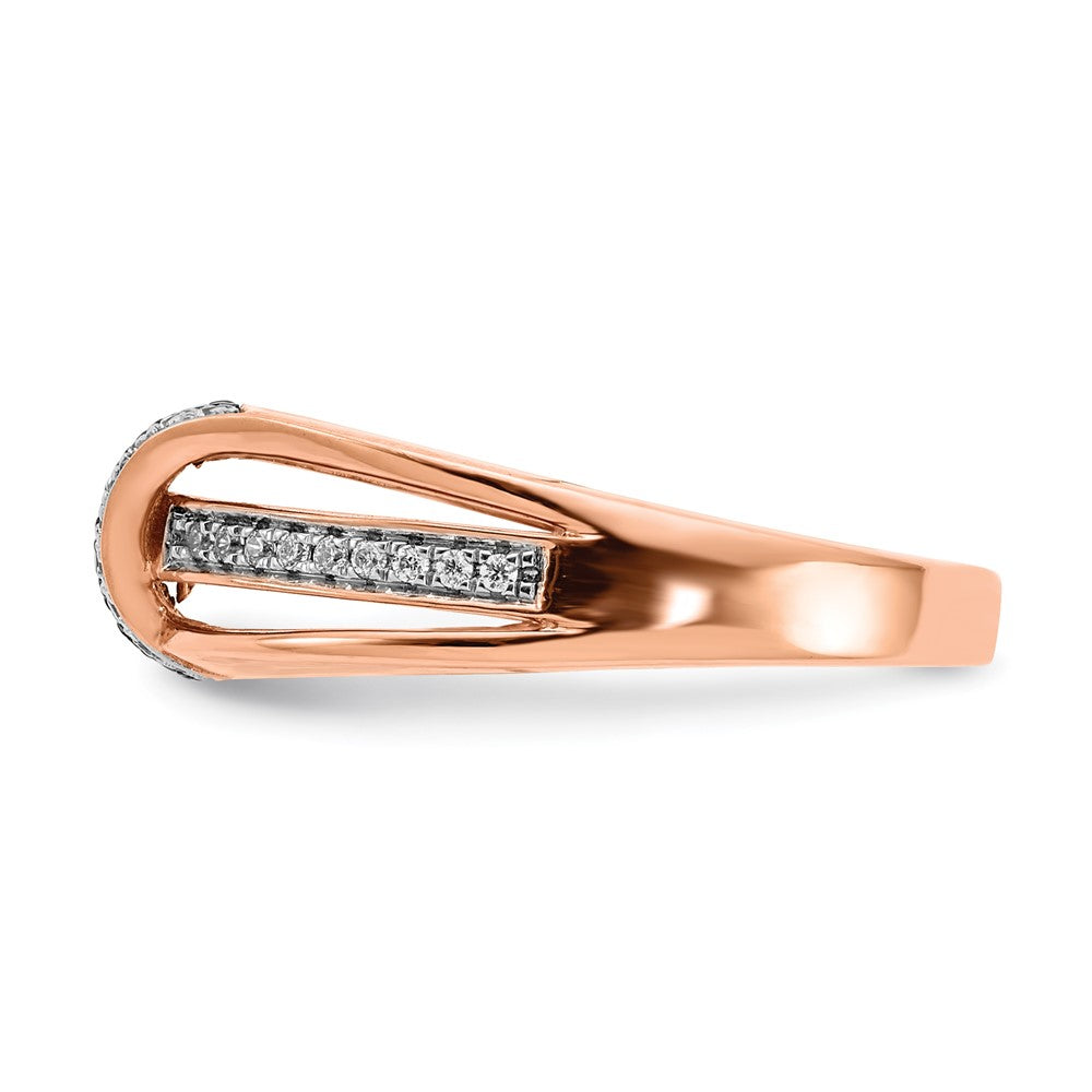 Solid 14k Rose Gold White and Champagne Simulated CZ Ring