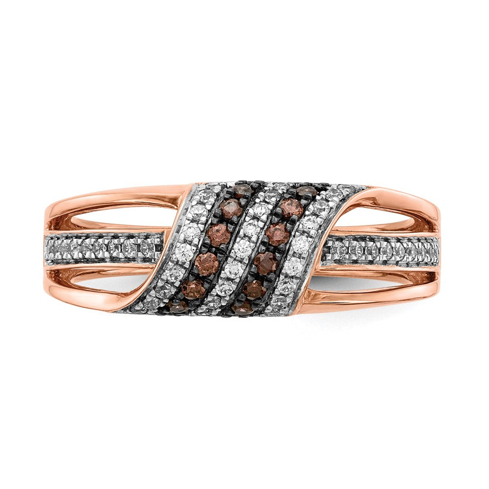 Solid 14k Rose Gold White and Champagne Simulated CZ Ring