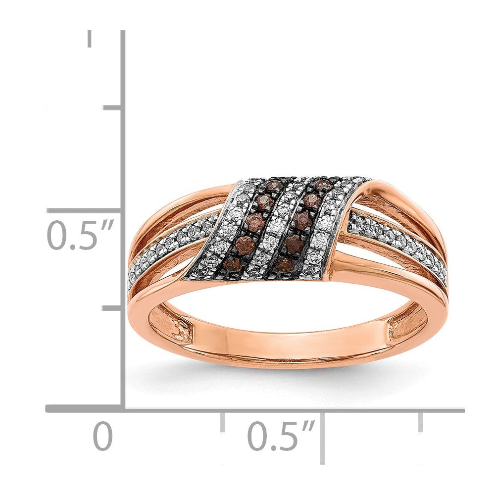 Solid 14k Rose Gold White and Champagne Simulated CZ Ring