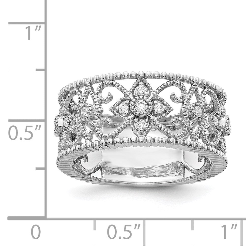 14k White Gold Real Diamond Vintage Band