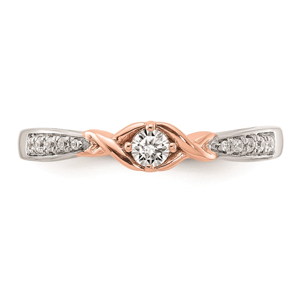 14k White & Rose Gold Real Diamond Promise Ring