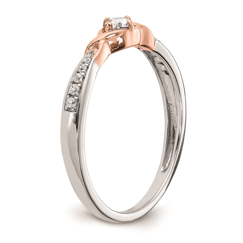 14k White & Rose Gold Real Diamond Promise Ring