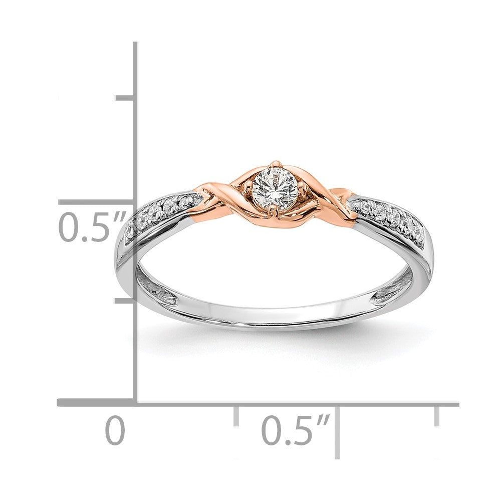 14k White & Rose Gold Real Diamond Promise Ring