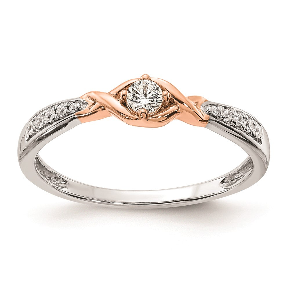 14k White & Rose Gold Real Diamond Promise Ring