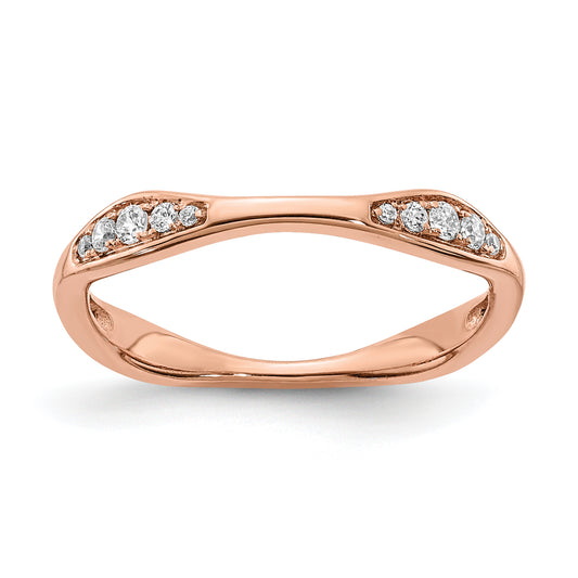 0.12ct. CZ Solid Real 14k Rose Gold Wedding Wedding Band Ring