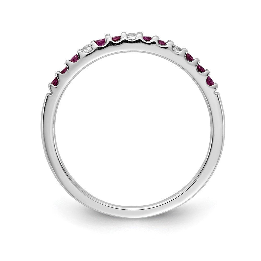 14k White Gold Real Diamond and Ruby Band