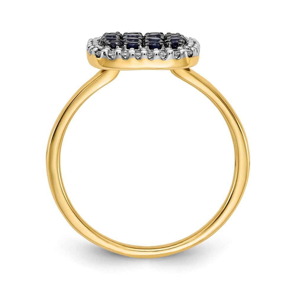 14K Yellow Gold Real Diamond and Sapphire Ring