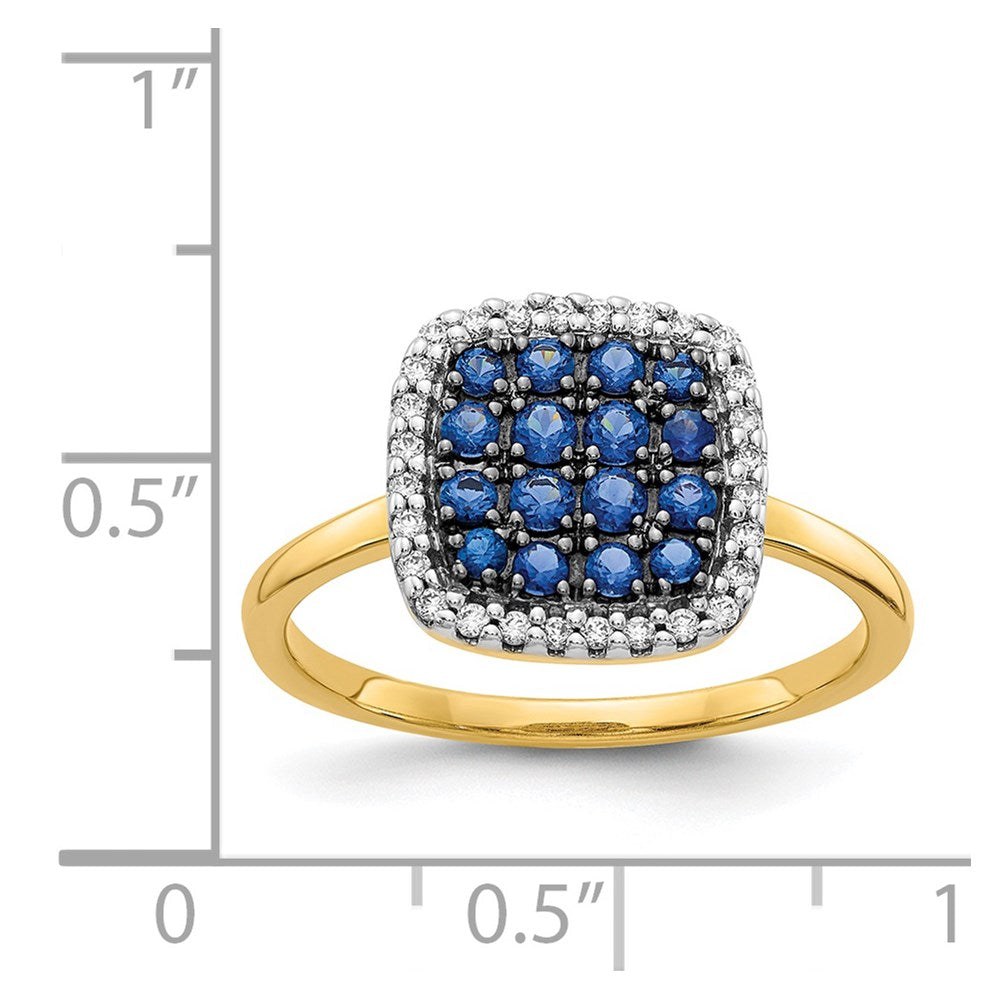 14K Yellow Gold Real Diamond and Sapphire Ring