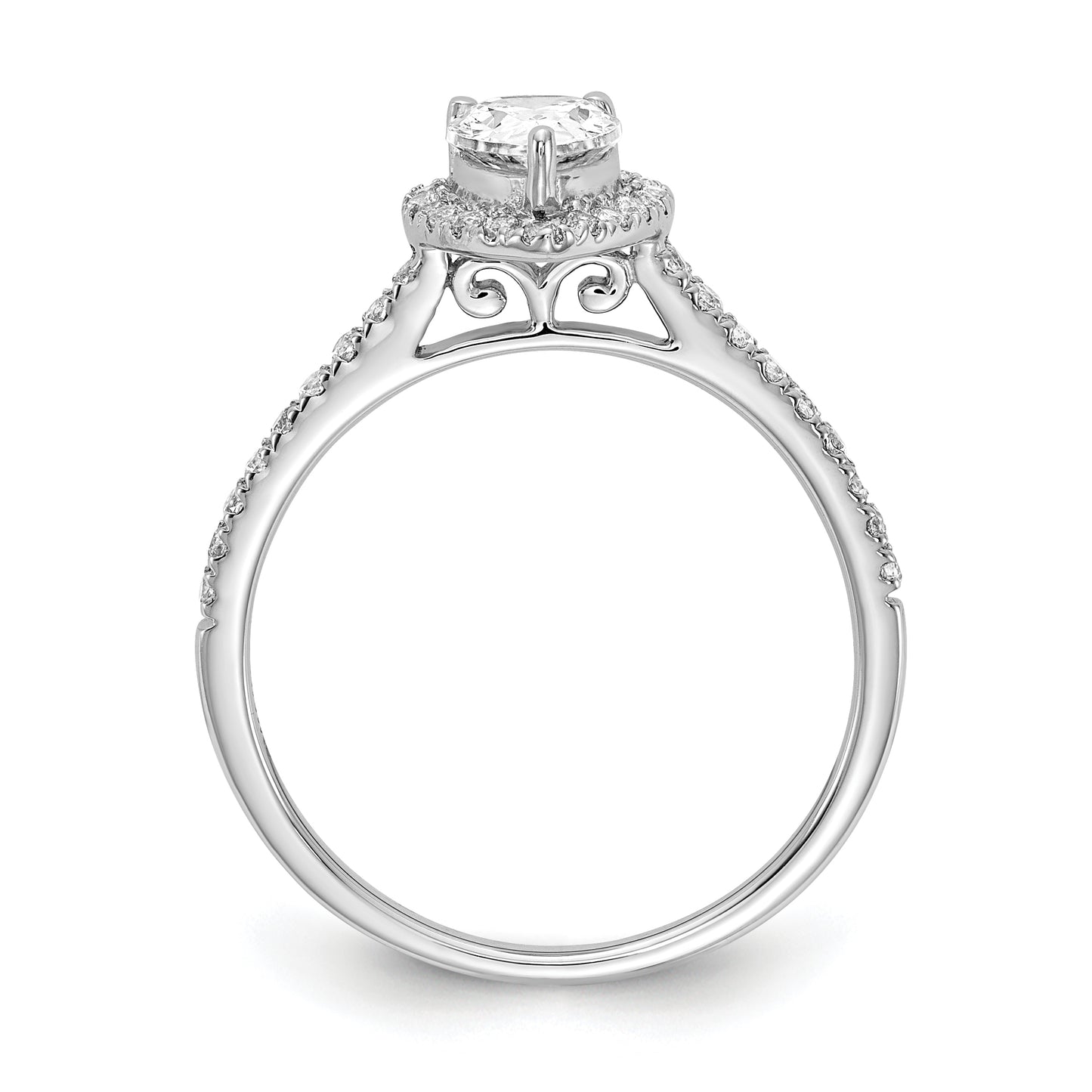 0.50ct. CZ Solid Real 14k White Gold Engagement Ring