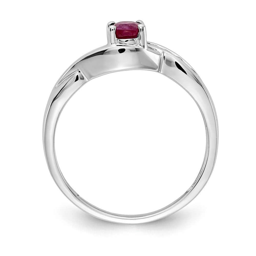 14k White Gold Oval Composite Ruby and Real Diamond Ring